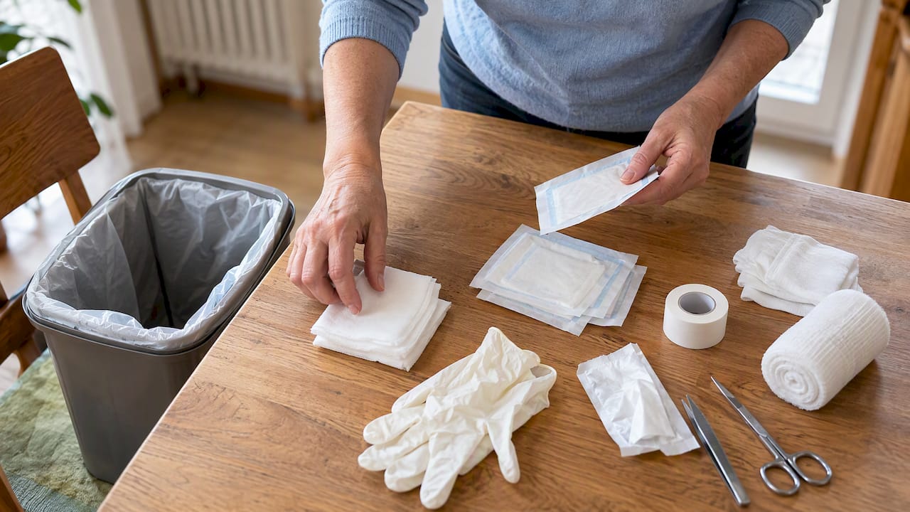 Materialien für einen hygienischen Verbandwechsel zu Hause