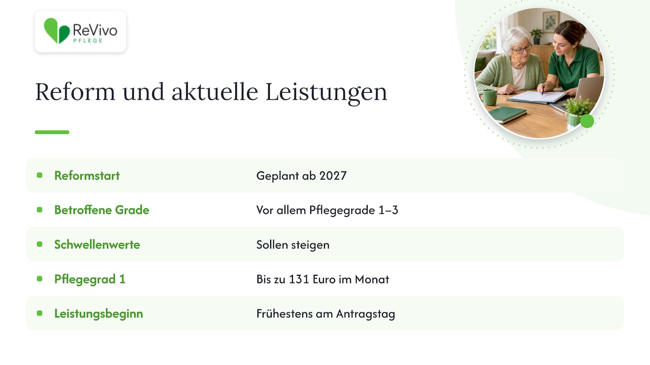 Was die geplante Pflegereform an den Punkten ändern soll — overview diagram